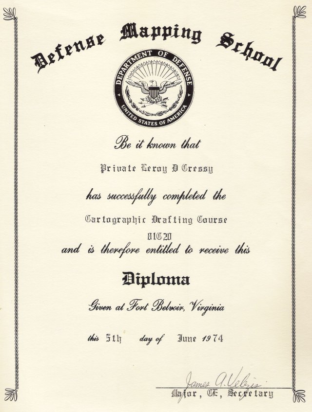 Defense Mapping School Diploma